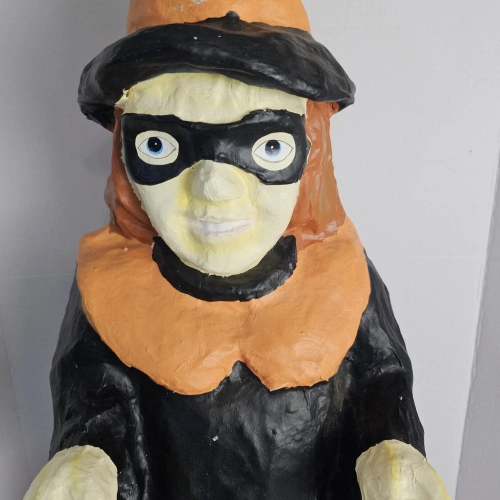 Vintage Halloween Paper Mache Scary Witch Trick Or Treater Greeter Y2K 90s 32